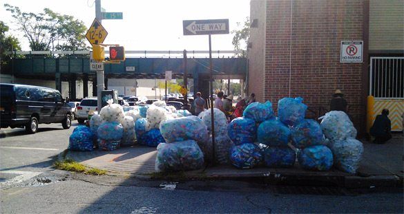 Hrm. I wonder why Avenue Y's overpass gets so messy. (Photo by John)