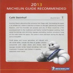 Moving on Up: Cafe Steinhof Earns Michelin Recommendation