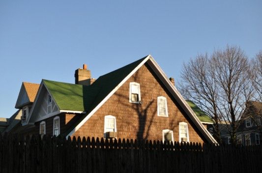 Winter Shadows on House by Subway Tracks