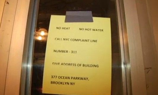 No Heat at 377 Ocean Pkwy, via NY1