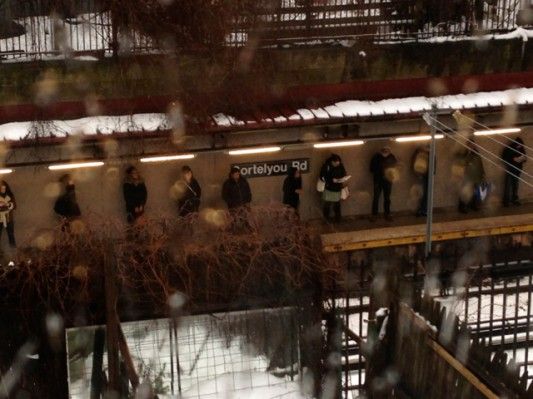 Rainy Subway Commute at Cortelyou, by Jenn Wilenta