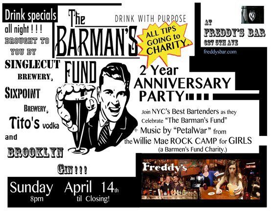Drink With Purpose at Barman’s Fund Anniversary Party Sunday