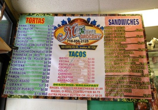 Mex Deli Menu