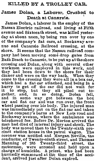 Trolley Death, Brooklyn Daily Eagle