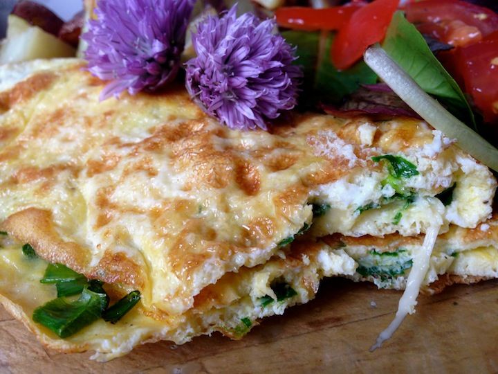 chive flower omelet