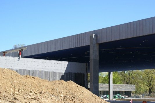 The greenroof that will cascade down next to the skating rink at Lakeside