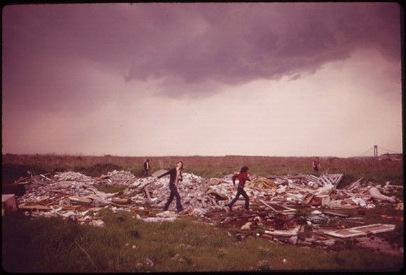 The incineration plant and landfill dump at Gravesend Bay in 1973, now the site at the center of a major Bensonhurst environmental debate. (Source: Source: Arthur Tress via DailyDOCUMERICA)