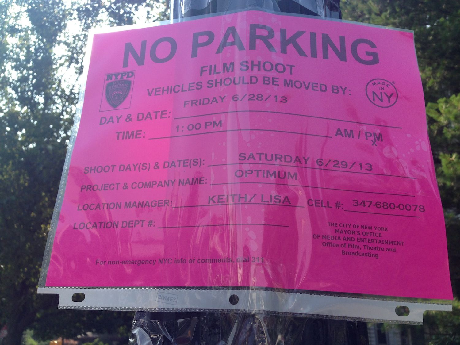 filming notice