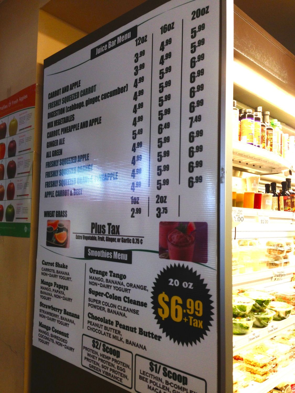 downtown natural market smoothie and juice menu