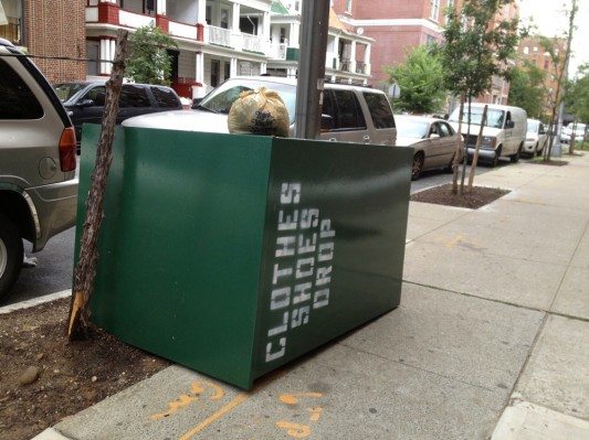 Tipped Clothing Bin on Westminster