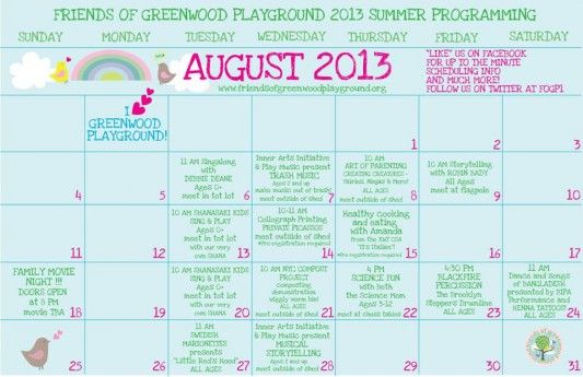 Greenwood Playground August Events