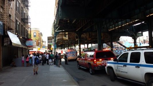 Scene on McDonald at Ditmas Ave after person struck by train, photo by Je Suis