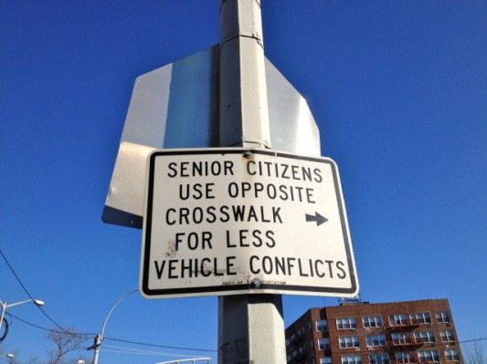 Senior Crosswalk Sign on Ocean Parkway