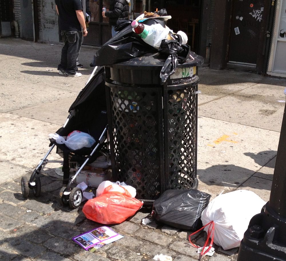 Overflowing Trash Can on Cortelyou, May 2013