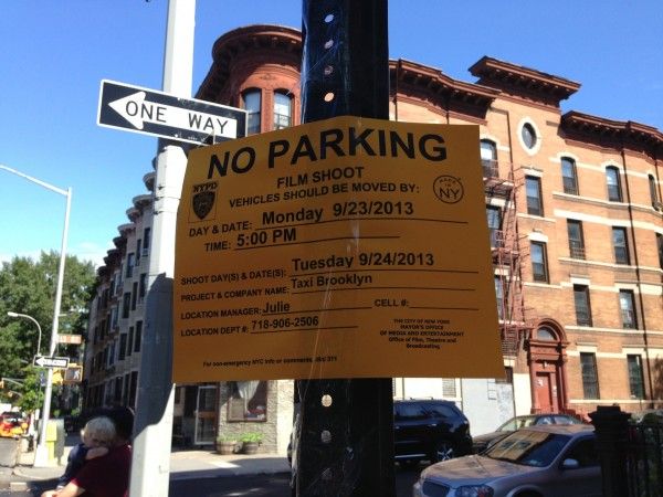 Brooklyn Taxi Filming Sign