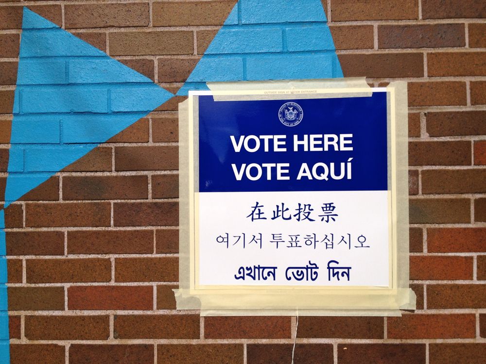 Vote Here sign on Cortelyou Library