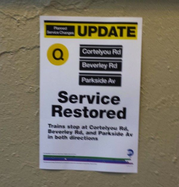 q subway service restored by YogiPeach