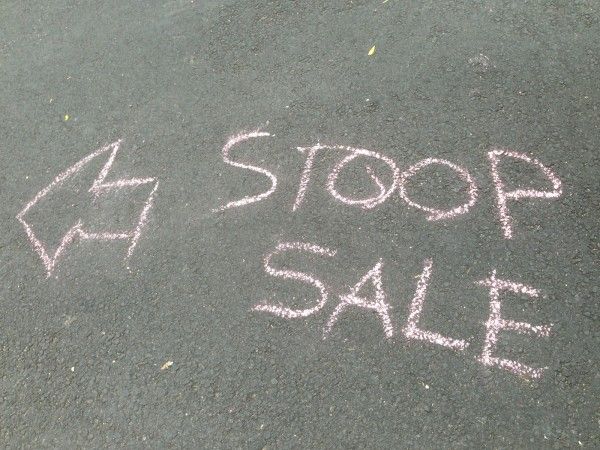 stoop sale chalk sign