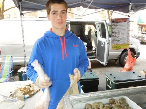 Fishmonger at PS 154 Greenmarket