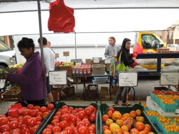 shoppers at PS 154 Greenmarket