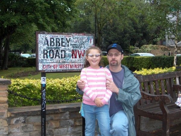 Jere Hester and his daughter at Abbey Road
