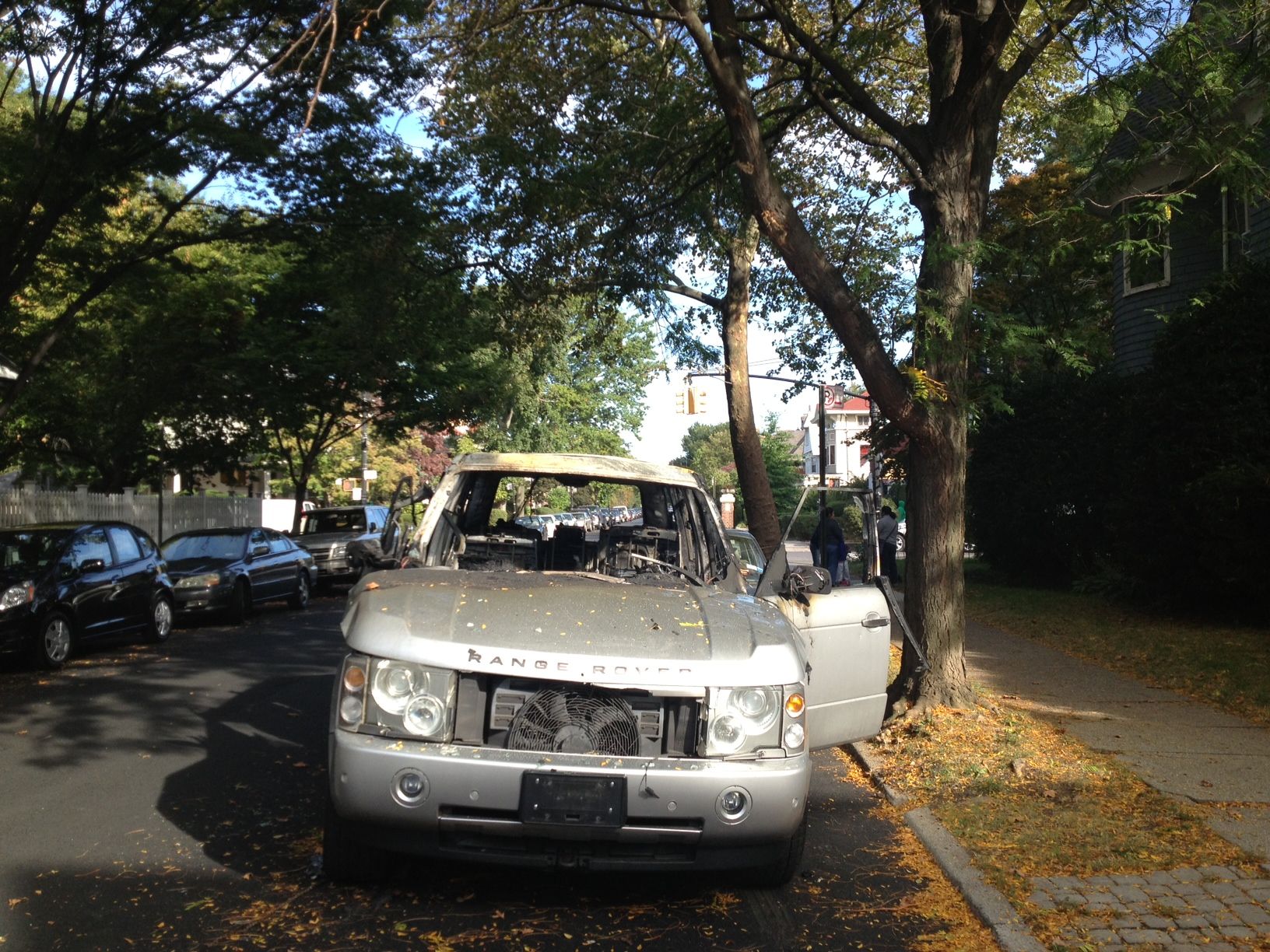 burned car on rugby