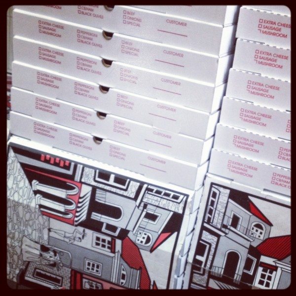 pizza boxes at Lo Duca