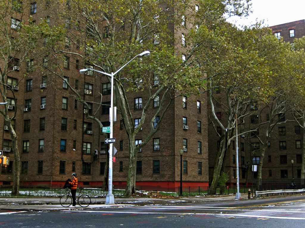 A 66-year-old man was shot in the lobby of a Walt Whitman Houses building early this morning. He later died of his injuries. (Photo by Francisco Daum)