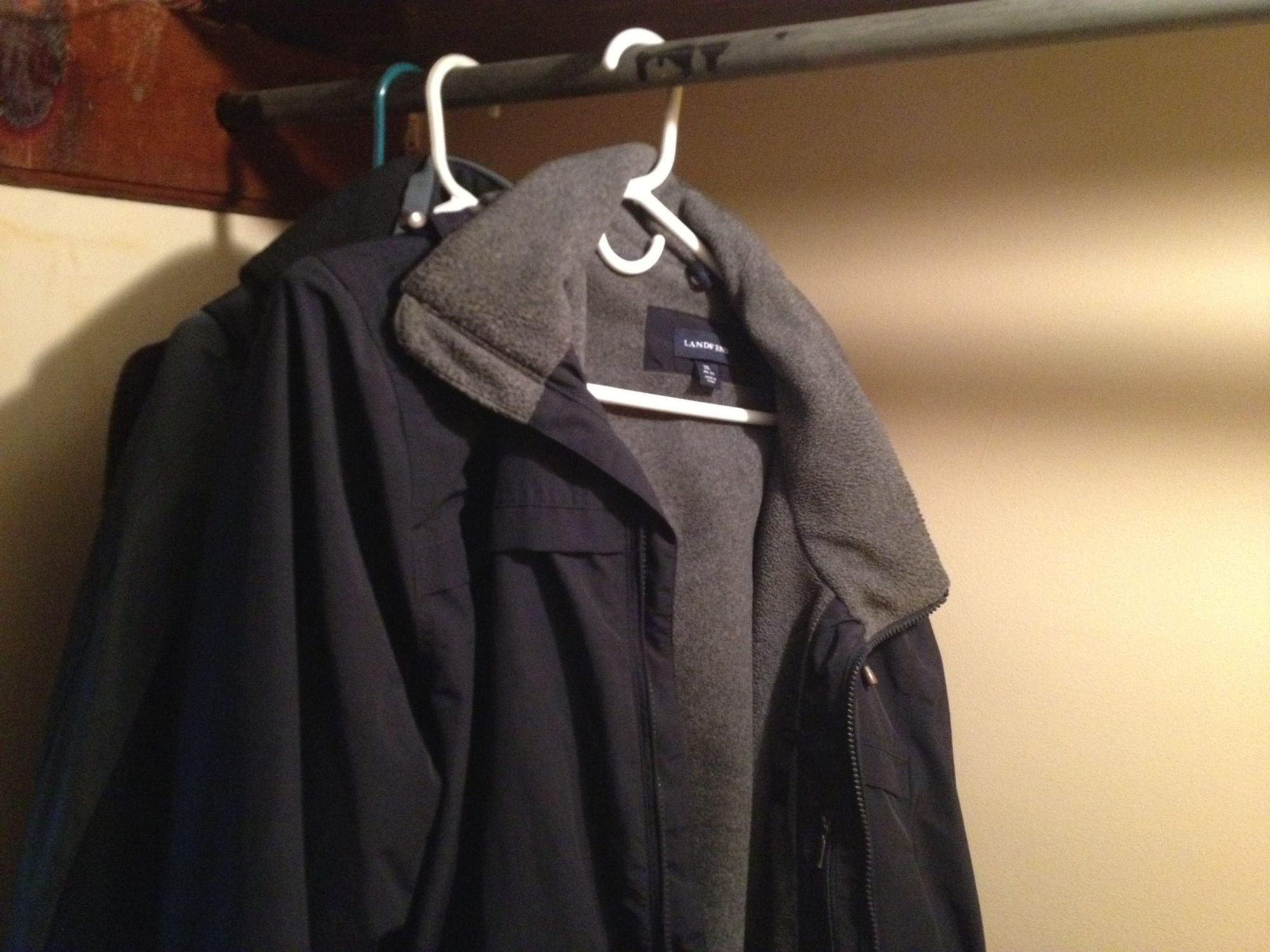 Coats on rack