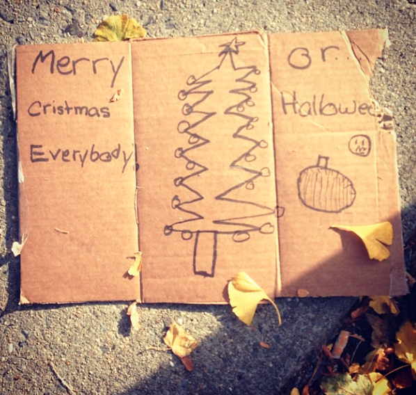 Christmaween card, via thehencespence on Instagram