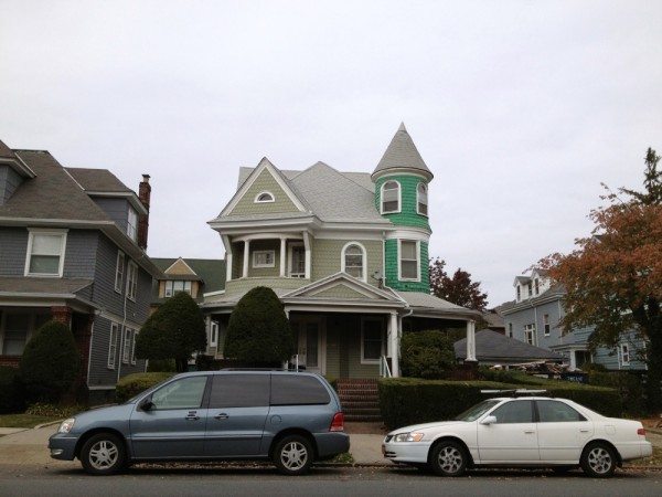 Half painted green house on Beverley