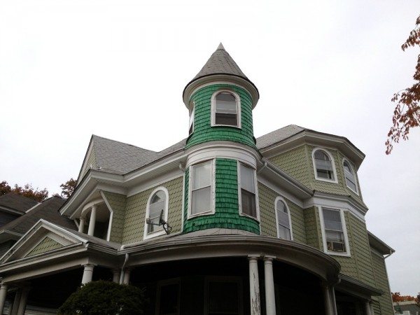 Half painted green house on Beverley