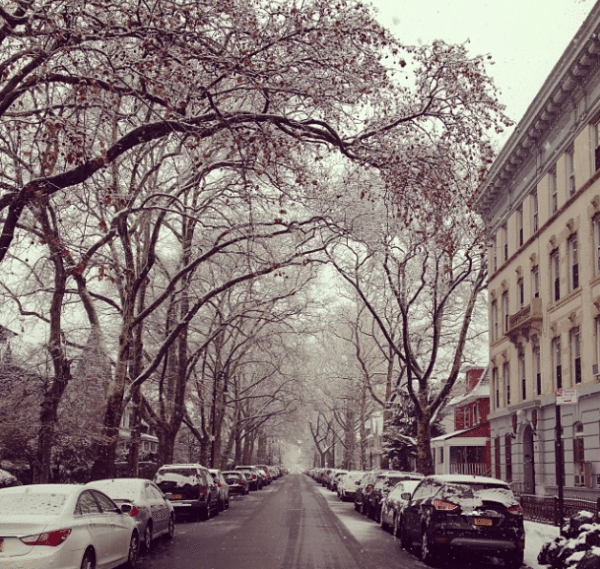 snowy street car parking by sirirebecca