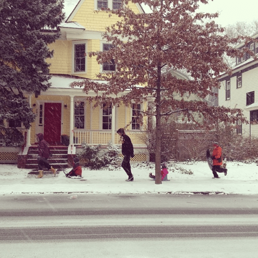 family in snow by amberala