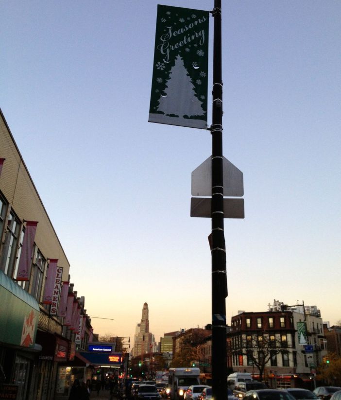 Seasons Greetings Holiday Banner on Flatbush Avenue