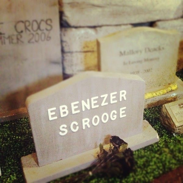 Scrooge headstone at Film Biz Recycling