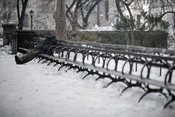 homeless man on bench by -LucaM- Photography