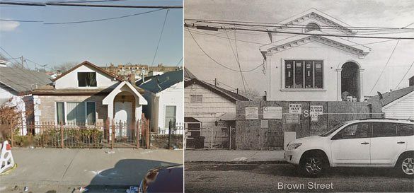 BEFORE AND AFTER: 2801 Brown before construction began (Source: Google maps; 2801 Brown in a recent photo (Source: Community Board 15)