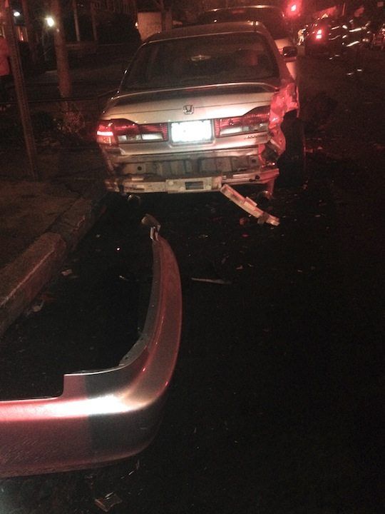 Two Car Crashes Last Night Leave Neighbors’ Cars, Apartment Building In Shambles
