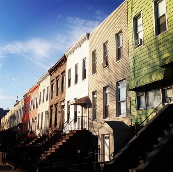 colorful buildings against blue sky