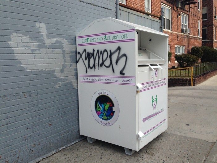 illegal clothing donation bin on e 16th