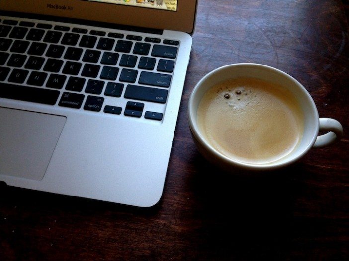 laptop computer and coffee