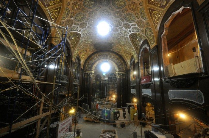 View of lobby from grand staircase at Kings Theatre 