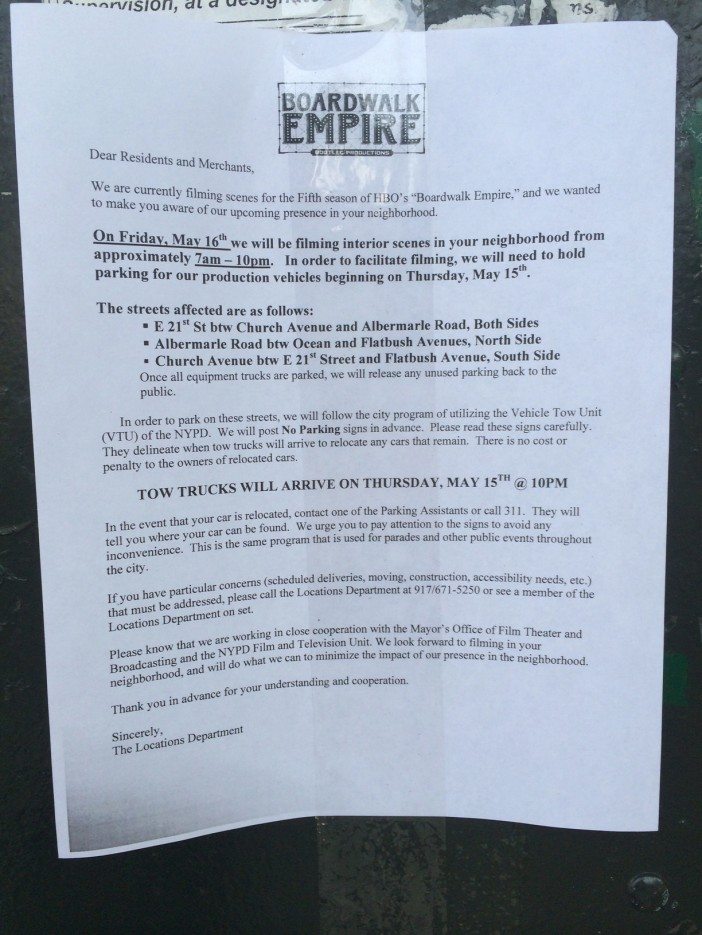 boardwalk empire filming letter