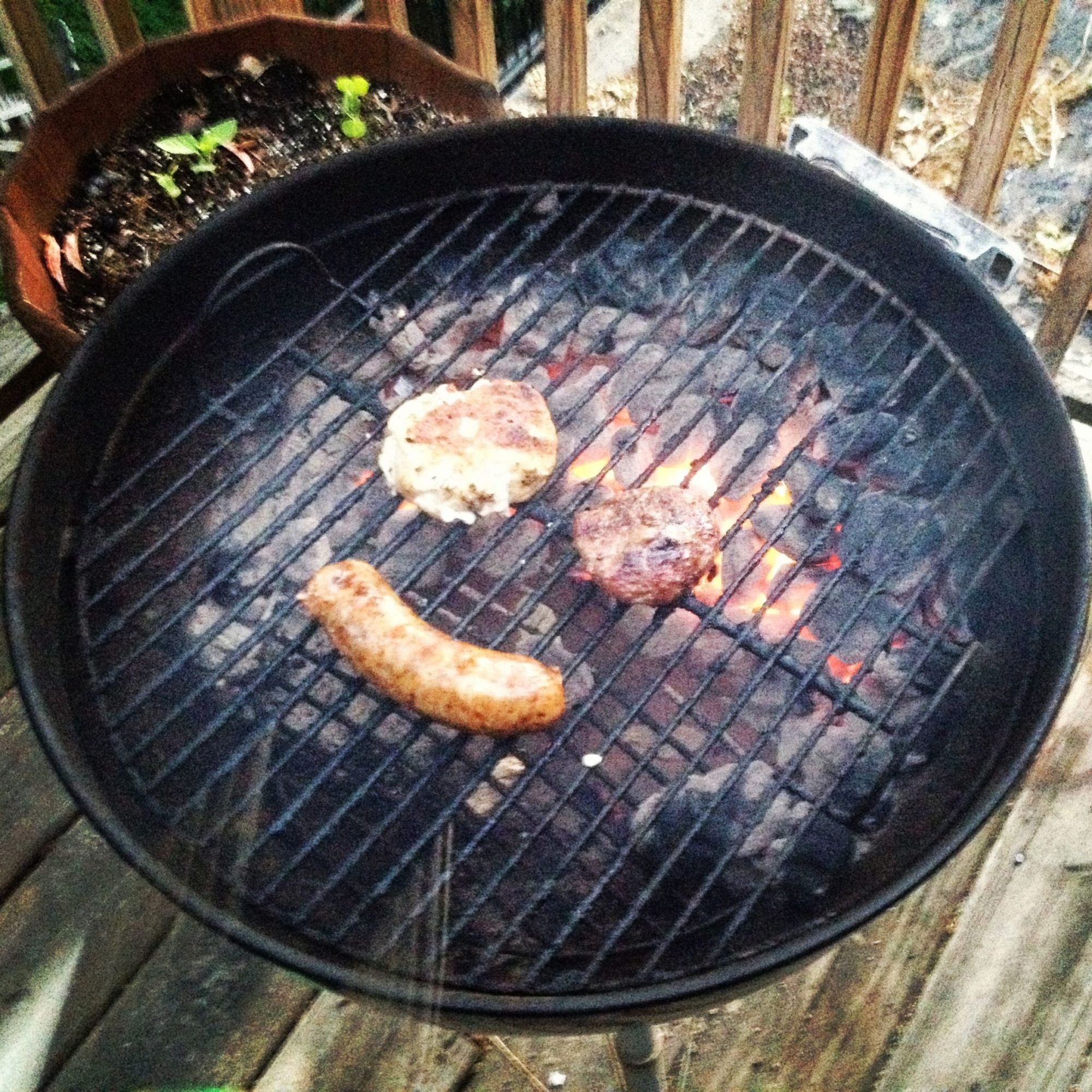 meat smiley face on a grill bbq