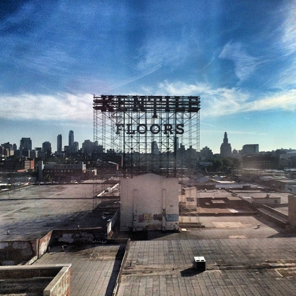 Kentile Floors sign scaffolding by stribs on Instagram