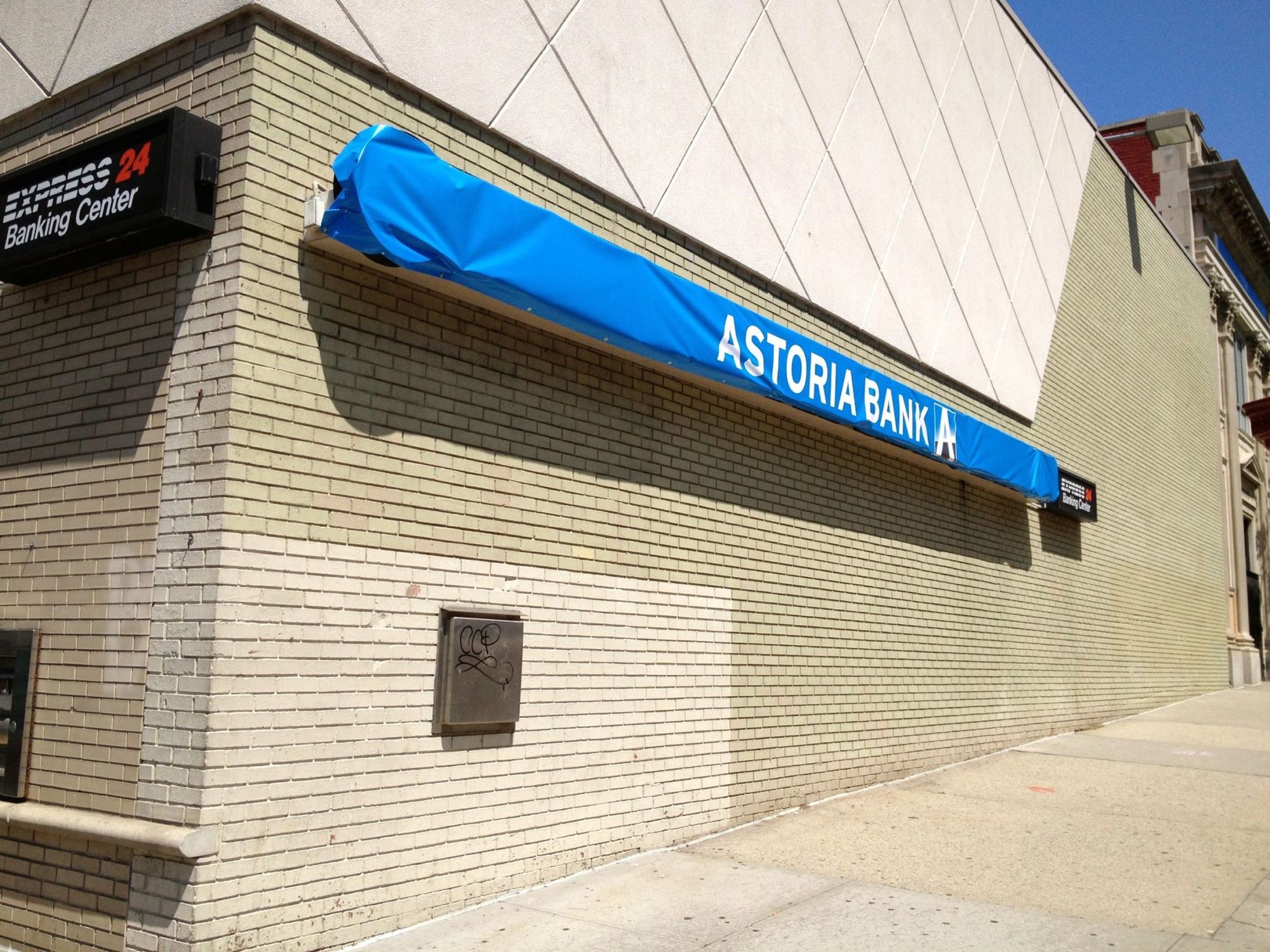 Astoria Bank Rebrands, Installs Temporary Signage