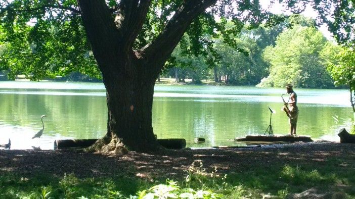 sax and heron in prospect park by scott salembier