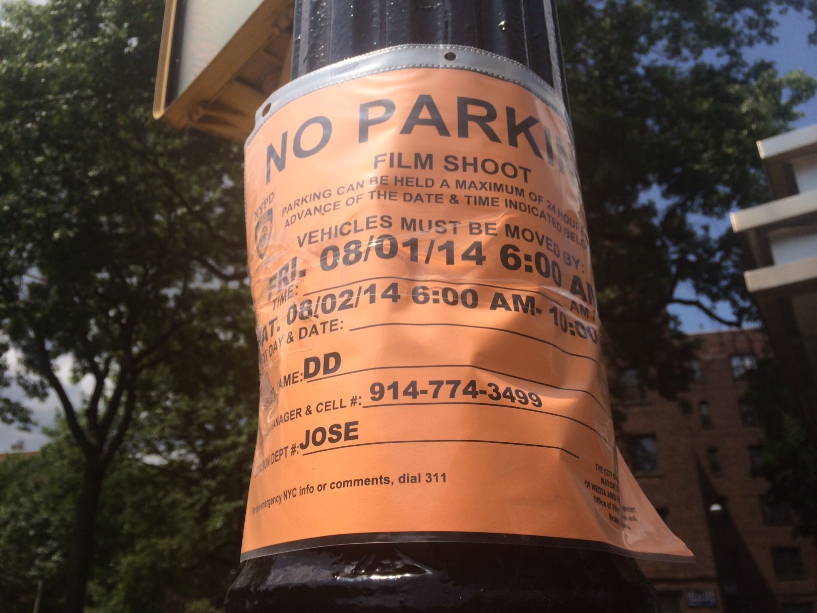 Move Your Car Before 6AM Tomorrow For Filming On Myrtle Avenue