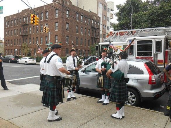 FDNY's Emerald Society Pipes & Drums performed at the service  .(Photo by Mike T. Wright)